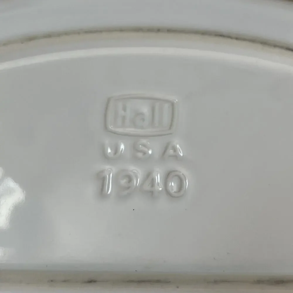 Vintage Hall China Oval 1940 WWII White Serving Platter 15